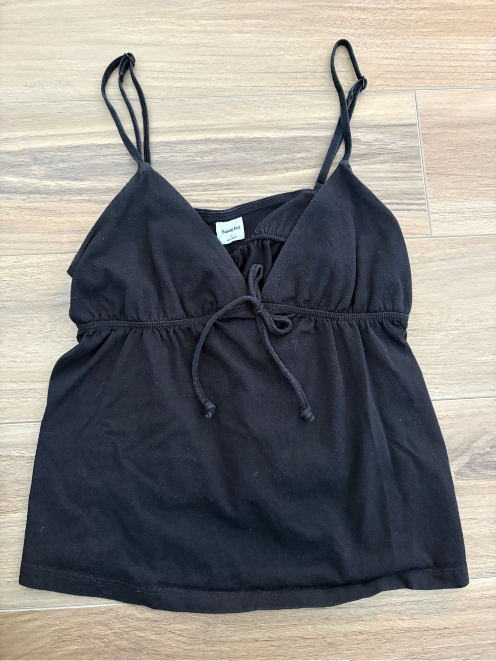 Aritzia Black Cotton Spaghetti Strap Camisole